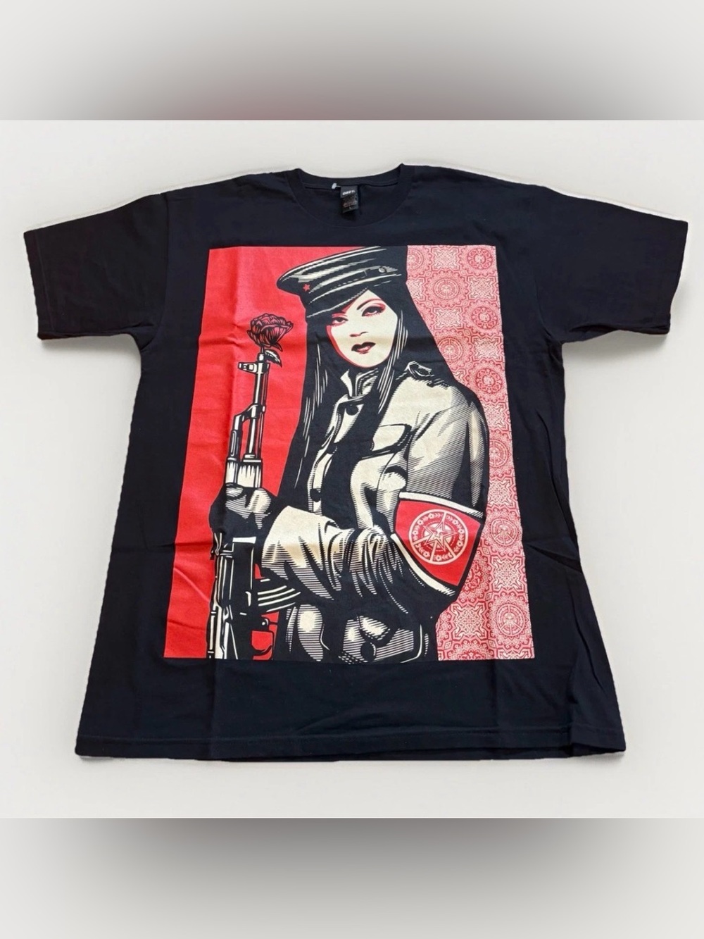 OBEY T-Shirt Peace Guard Size Large Black Propaganda Rose Graffiti Streetart